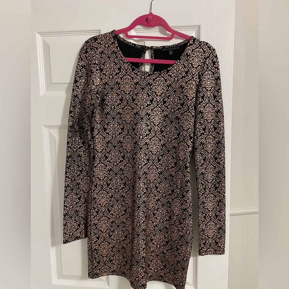Lucca Couture long sleeve gold and black dress